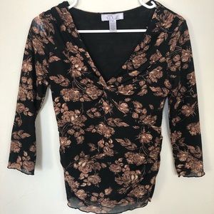 Y2K Rouched Floral Top